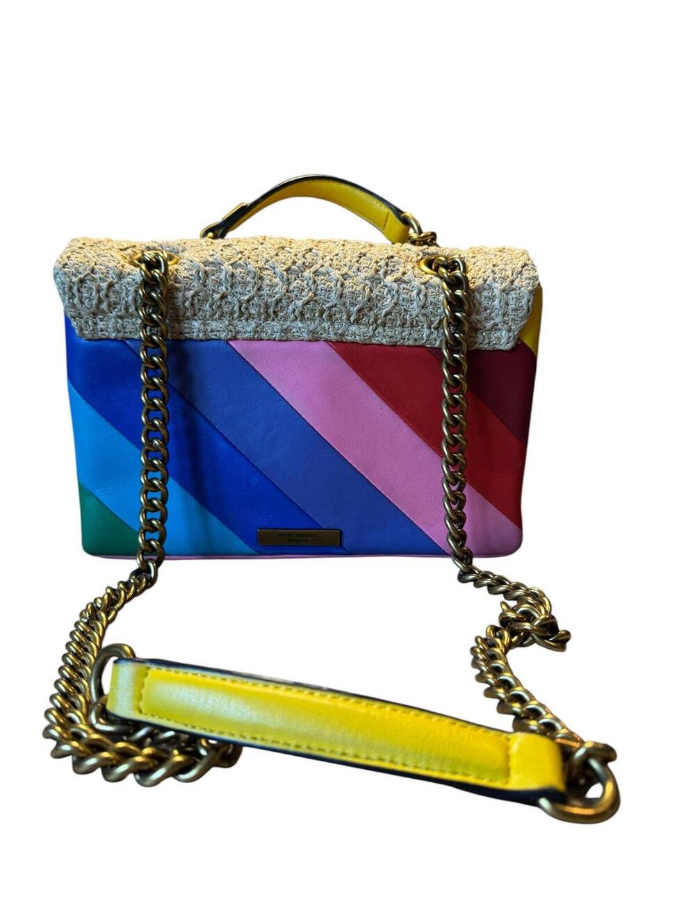 Kurt Geiger Rainbow Tweed Flower Chain Shoulder Bag - Picture 6 of 9